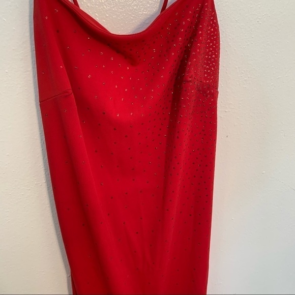 Rampage Sleeveless Slip Dress Red Glitter Dots - Picture 3 of 10